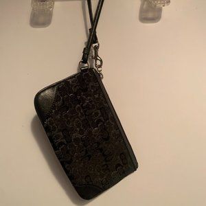 Coach Logo Wristlet, Black, Classic Pattern